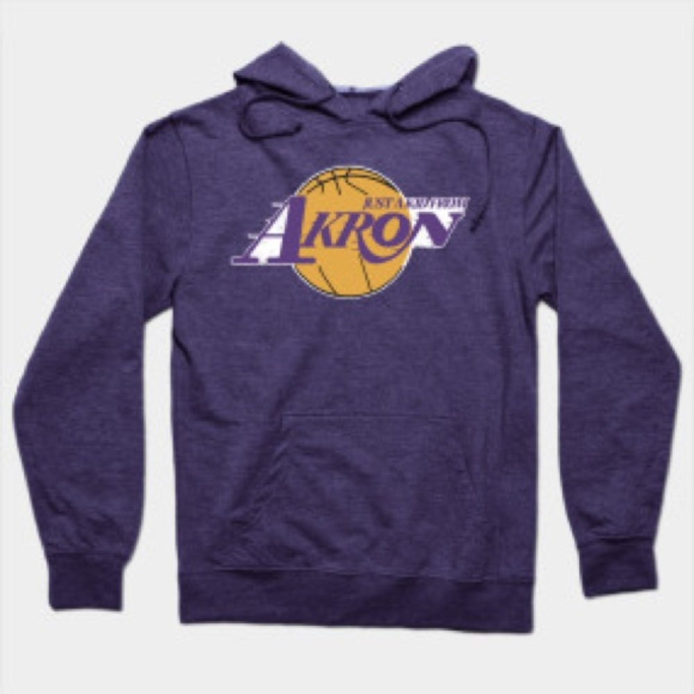 Men’s Lakers/Lebron Just a Kid from Akron Lightweight Hoodie, Purple, LARGE